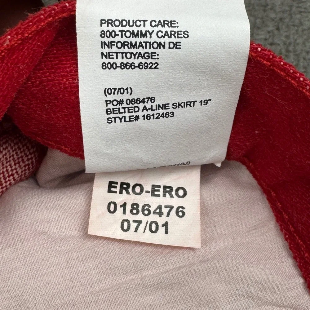 Tommy Hilfiger Denim Skirt Womens 14 Red Excellent A-Line 100% Cotton 5-Pocket
